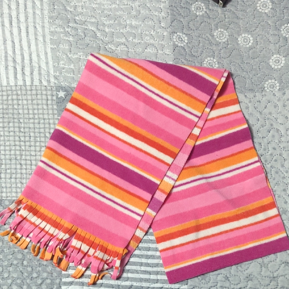 Ardene Vibrant Pink and Orange Striped Scarf